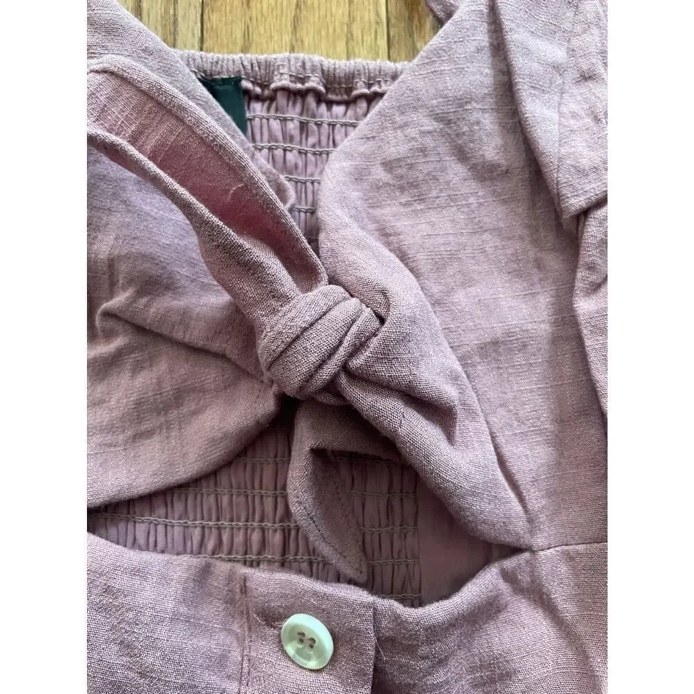 Majorelle Andrea Mauve Linen Tie Front Linen Romper Women’s Sz XS